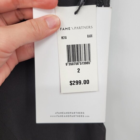 New Fame & Partners Women Black Lace Detail Cap Short Sleeve Mermaid Gown Size 2 - Picture 3 of 12